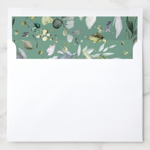 Elegant Greenery Leaves Gold A10 Envelope Liner