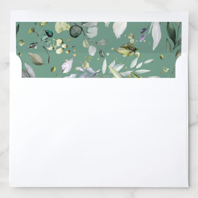 Elegant Greenery Leaves Gold A10 Envelope Liner (In Envelope)