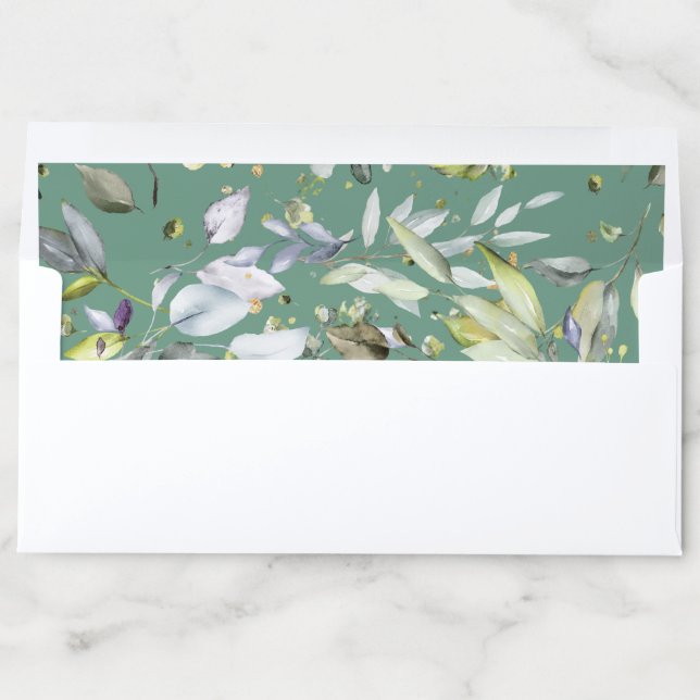 Elegant Greenery Leaves Gold A10 Envelope Liner (In Envelope)