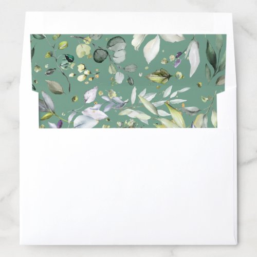 Elegant Greenery Leaves Gold A7 Envelope Liner