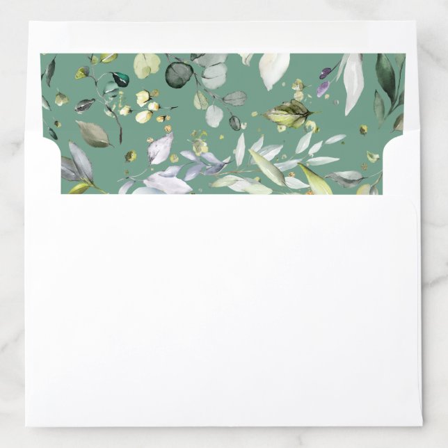 Elegant Greenery Leaves Gold A8 Envelope Liner  (In Envelope)