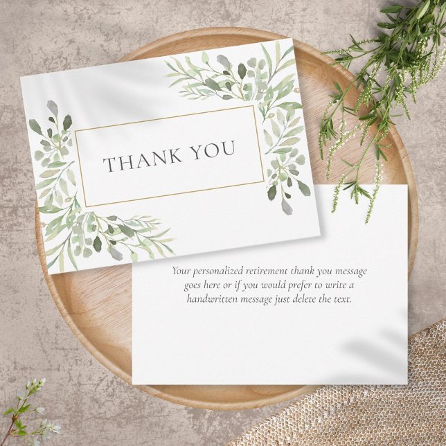 Elegant Greenery Leaves Retirement Thank You Card (Creator Uploaded)