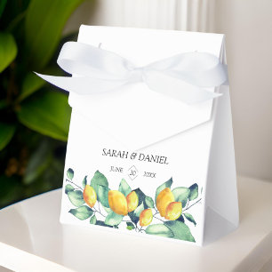 Elegant, greenery, lemon, wedding favor boxes
