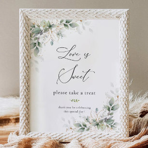 Elegant Greenery Love Is Sweet Sign