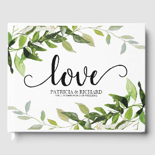 Elegant Greenery Love Wedding Guest Book