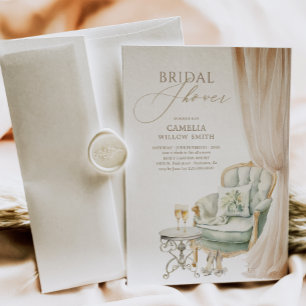 Elegant Greenery Mediterranean Bridal Shower Invitation