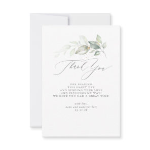 Elegant Greenery Minimalist Baby Shower Thank You Card