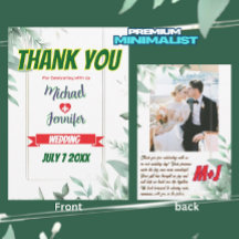 Elegant Greenery Minimalist Custom Photo Wedding