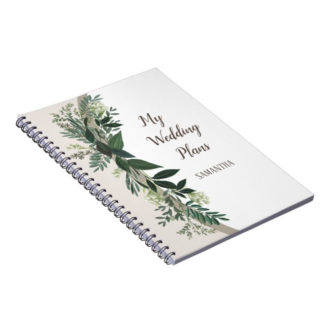 Elegant Greenery My Wedding Plans and Thoughts Notebook (Right Side)