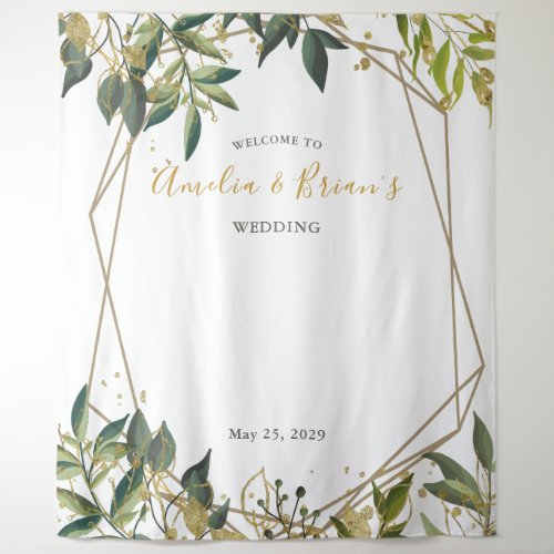 Elegant Greenery n Gold Floral Wedding Backdrop