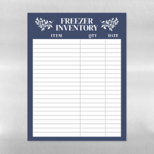 Elegant Greenery Navy Blue Freezer Inventory Magnetic Dry Erase Sheet