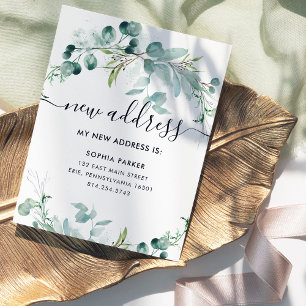 Elegant Greenery   New Address Moving Announcement Postcard