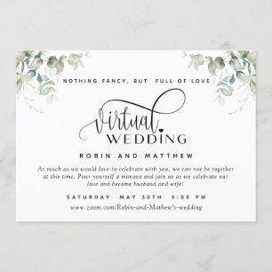Elegant Greenery, Online Virtual Wedding Invitation