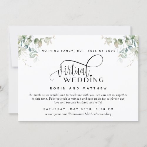 Elegant Greenery Online Virtual Wedding Invitation