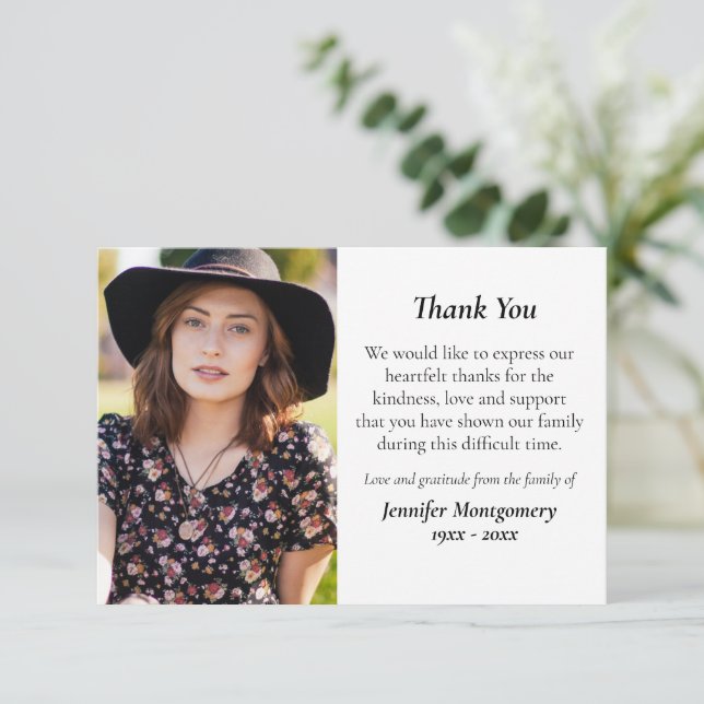 Elegant Greenery Orthodox Christian Funeral Thank You Card (Standing Front)