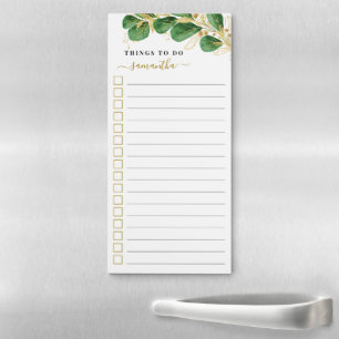 Elegant Greenery Personalized Lined To Do List Magnetic Notepad