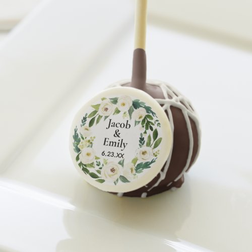 Elegant Greenery Personalized Names Date Wedding  Cake Pops