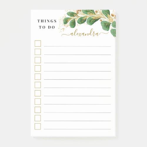 Elegant Greenery Personalized Things To Do Post_it Notes