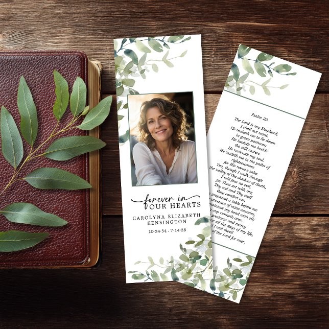 Elegant Greenery Photo Memorial Bookmarks (Elegant Greenery Photo Memorial Bookmarks)