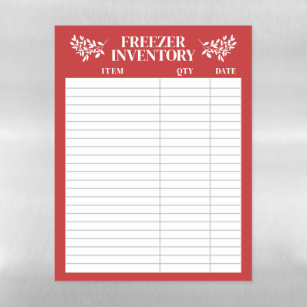 Elegant Greenery Red Freezer Inventory Magnetic Dry Erase Sheet
