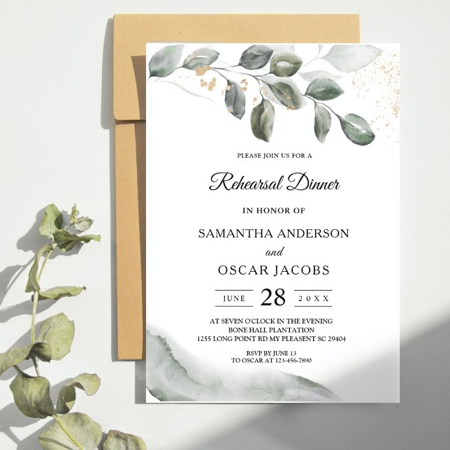 Elegant Greenery Rehearsal Dinner  Invitation (Creator Uploaded)