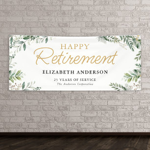 Elegant Greenery Retirement Party Banner