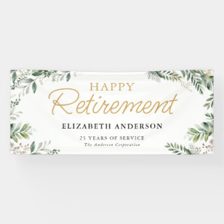 Elegant Greenery Retirement Party Banner