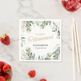 Elegant Greenery Retirement Party Celebration Napkins