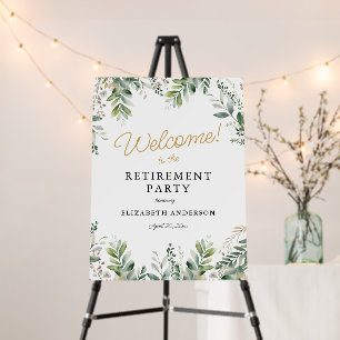 Elegant Greenery Retirement Party Welcome Foam Board