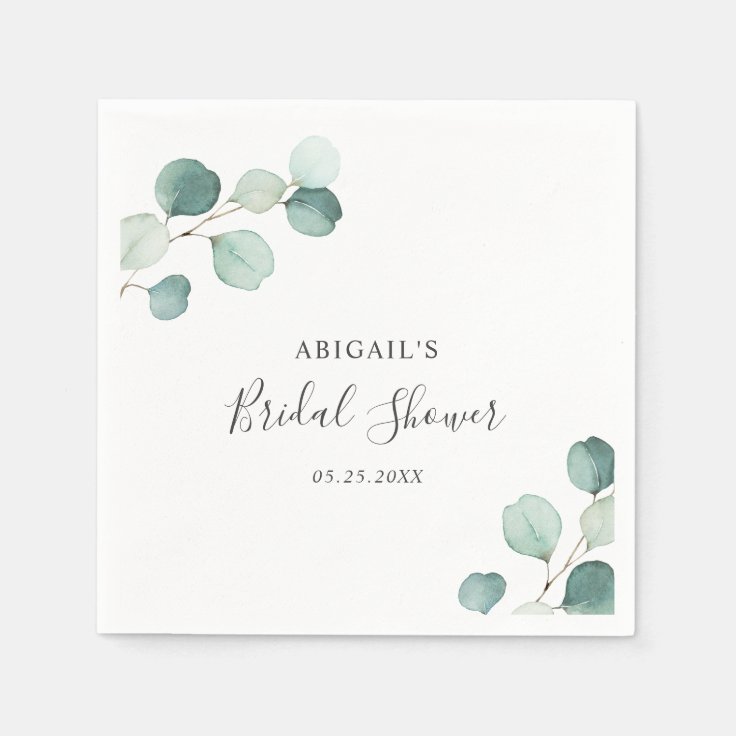 Elegant Greenery Rustic Eucalyptus Bridal Shower Napkins Zazzle