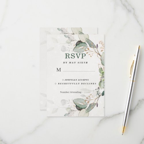 Elegant Greenery Rustic Eucalyptus Floral RSVP Card