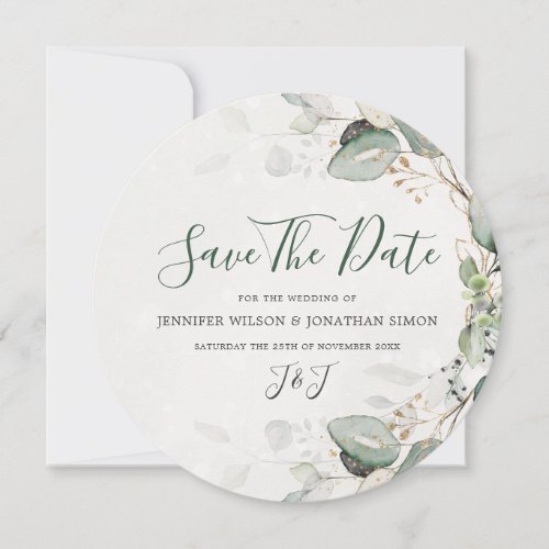 Elegant Greenery Rustic Eucalyptus Floral Save The Date