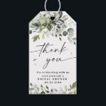 Elegant Greenery Rustic Eucalyptus Thank You Favor Gift Tags<br><div class="desc">Design features elegant watercolor greenery eucalyptus ,  olive branches,  and other leafy elements.  "Thank you" is printed in a modern stylish font surrounded by a few small falling leaves.  The back has a matching botanical wreath design.</div>