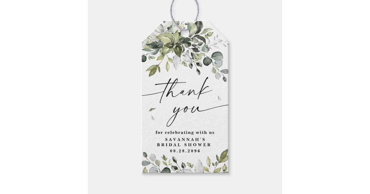 Elegant Greenery Rustic Eucalyptus Thank You Favor Gift Tags | Zazzle
