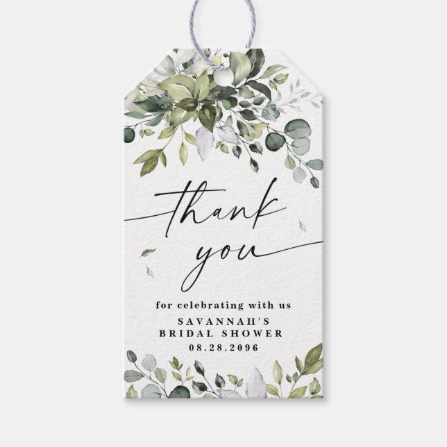 Elegant Greenery Rustic Eucalyptus Thank You Favor Gift Tags (Front)