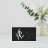 Elegant Greenery Salon Scissors Logo Appointment Business Card (Standing Front)