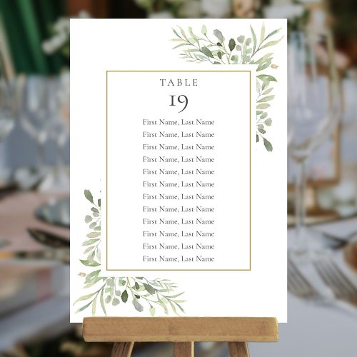 Elegant Greenery Seating Chart Table Number