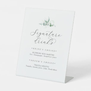 Elegant Greenery Signature Drinks Sign