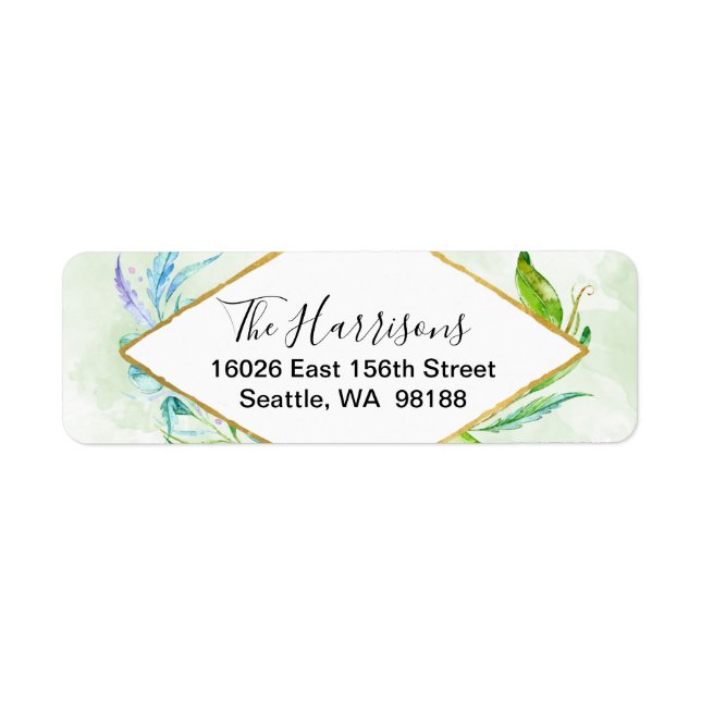 Elegant Greenery Simple Foliage Watercolor Label (Front)