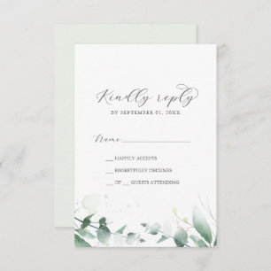 Elegant Greenery Simple RSVP Card