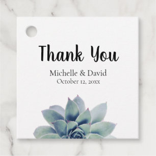 Elegant Greenery Succulent Wedding Thank You Favor Tags