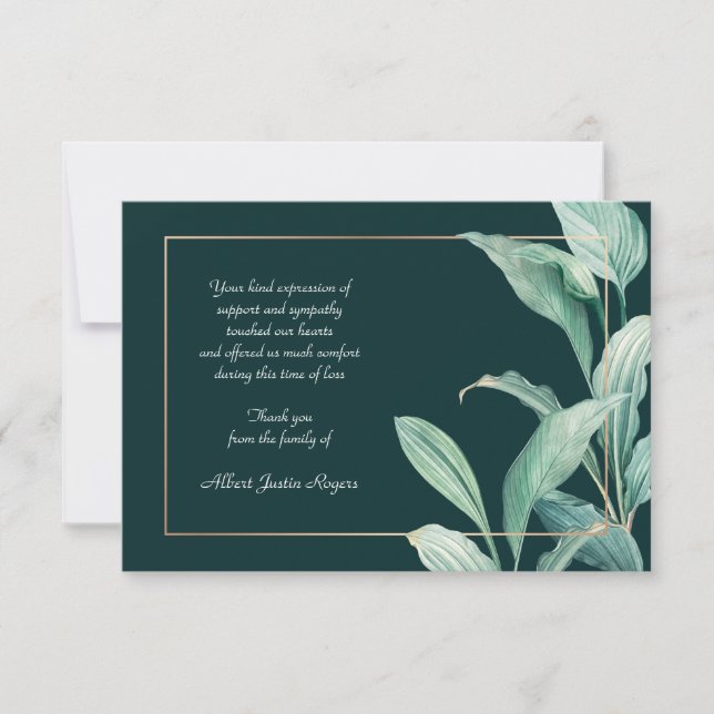 Elegant Greenery Sympathy Thank You Cards (Front)