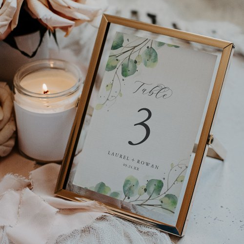 Elegant Greenery Table Number