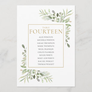 Elegant Greenery Table Number 14 Seating Chart