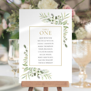 Elegant Greenery Table Number 1 Seating Chart