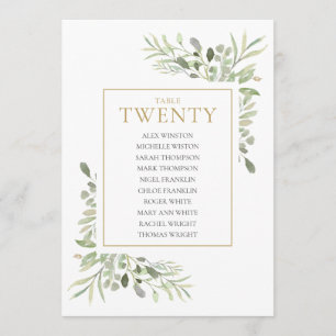 Elegant Greenery Table Number 20 Seating Chart