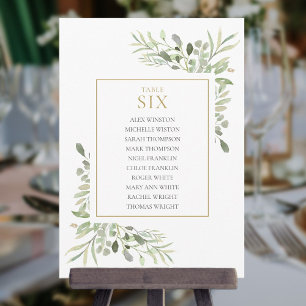 Elegant Greenery Table Number 6 Seating Chart