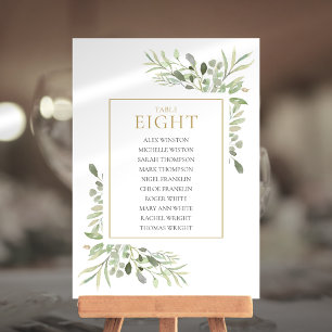 Elegant Greenery Table Number 8 Seating Chart