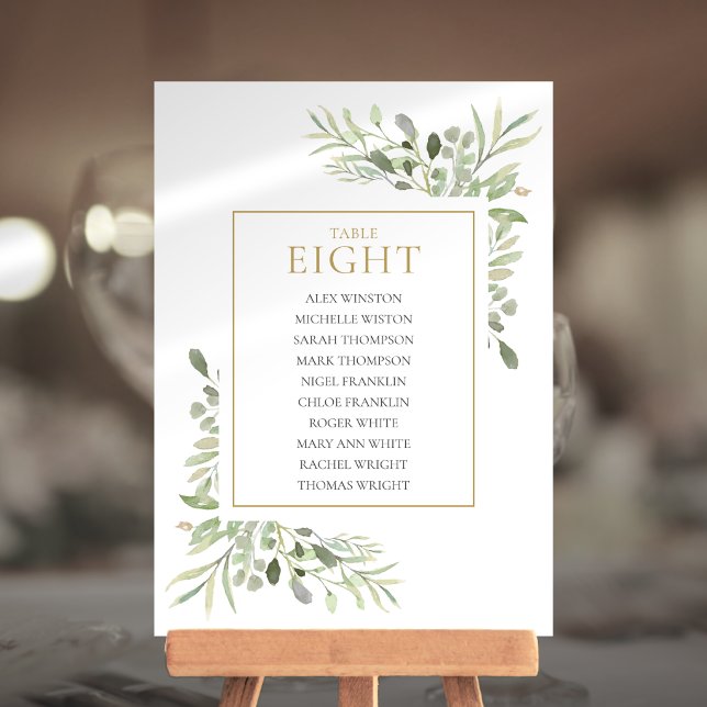 Elegant Greenery Table Number 8 Seating Chart (Elegant Greenery Table Number 8 Seating Chart)