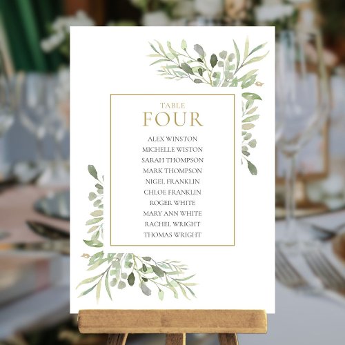 Elegant Greenery Table Number Seating Chart